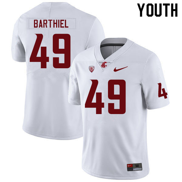 Youth #49 Gavin Barthiel Washington State Cougars College Football Jerseys Sale-White